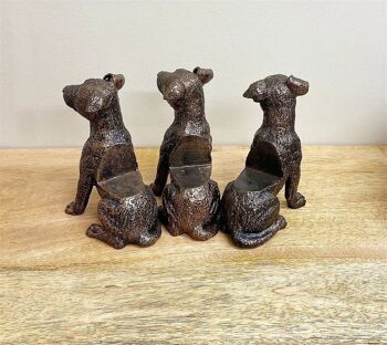 Ensemble de trois rehausseurs de pot de chien en bronze 4