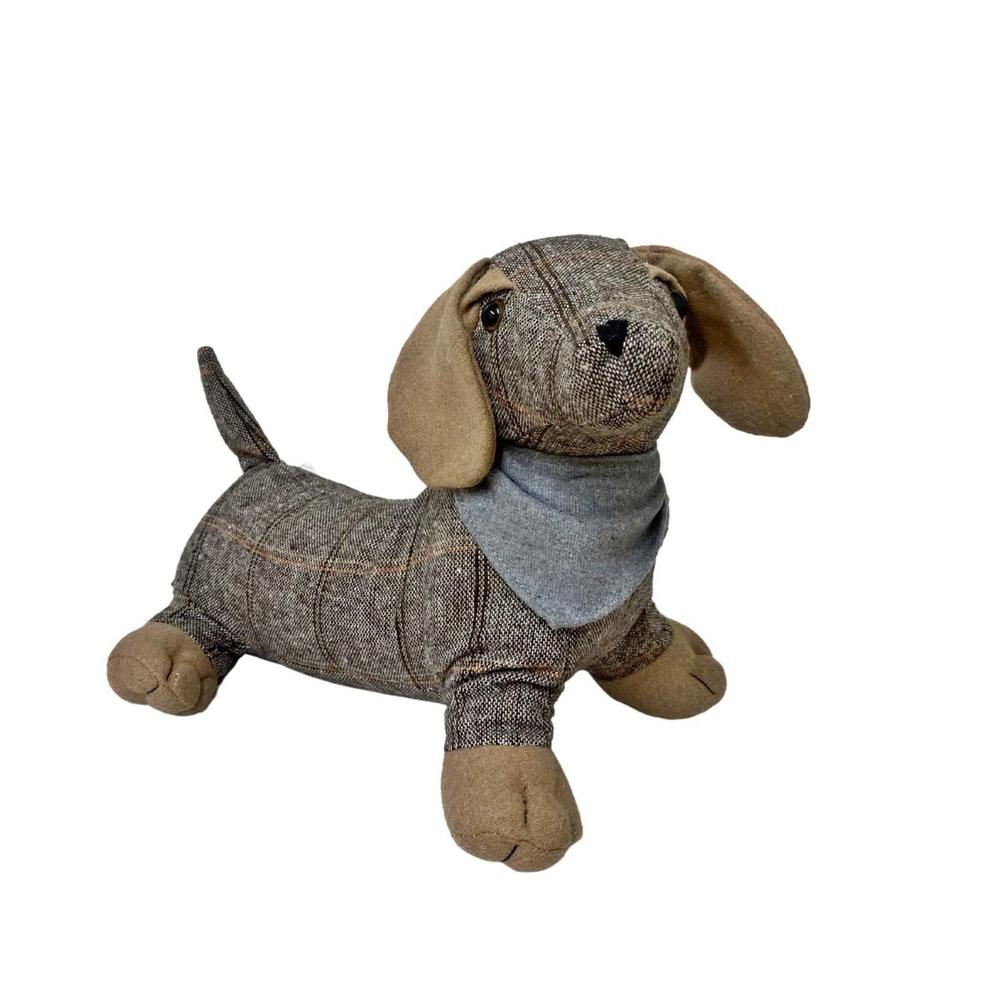 Cale-porte chien bouledogue en tissu gris ou beige