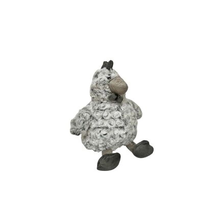 Curled Fur Fabric Grey Chicken Doorstop