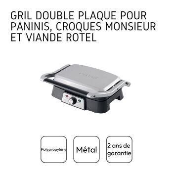 Grill à double plaque pour croque-monsieur, viande et panini Rotel 3