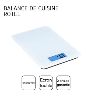 Balance de cuisine Blanche électronique écran tactile Rotel 3