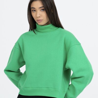 STINA - Loose-fit turtleneck sweatshirt GREEN