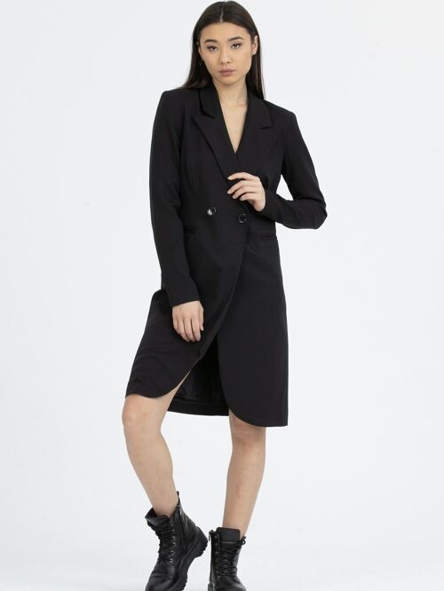 ROMA - Robe blazer fermeture à bouton NOIR