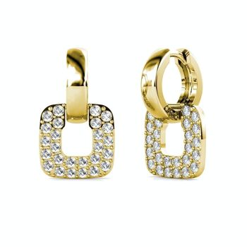 Boucles d'oreilles Classic Square - Doré et Cristal 1