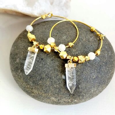 Boucles d'oreilles créoles quartz sauvage