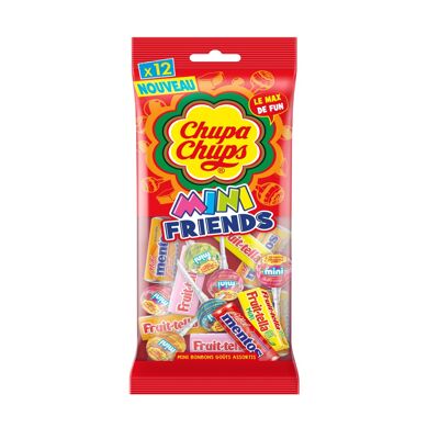 Chupa Chups - Mini Friends mix bag: 4 MINI Lollipops, 4 MINI MENTOS ROLLERS, 4 MINI FRUITTELLA - Ideal for birthdays