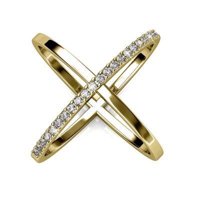 X Duo Ring - Gold and Crystal