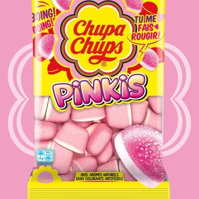 Chupa Chups -sachet of Pinkis -175g of soft and tasty gummy candies - With natural flavors and no artificial colors - fruit flavors - Ideal for birthday parties