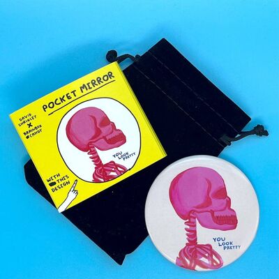 Mirror - Funny Gift - You Look Pretty Pocket Mirror (in Velvet Gift Bag)