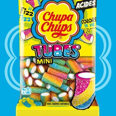 Chupa Chups – sachet de Mini Tubes Chupa Chups 175g Bonbons gélifiés - acides – arômes naturels – goûts fruits - pour tous les gourmands - Idéal pour Fêtes d'Anniversaires