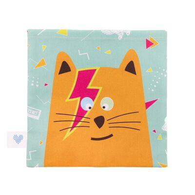 Bolsa de agua caliente seca Léo the Rocker de algodón orgánico y semillas de lino