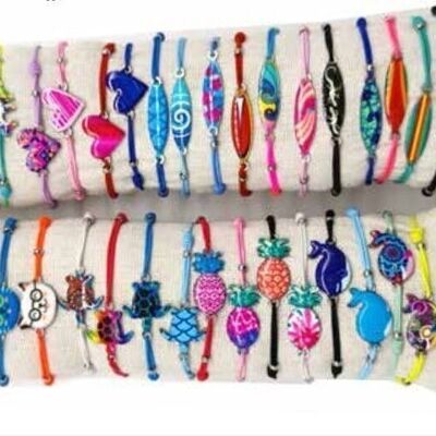 Lote de 35 Pulseras de Fantasía con Patrones de Resina