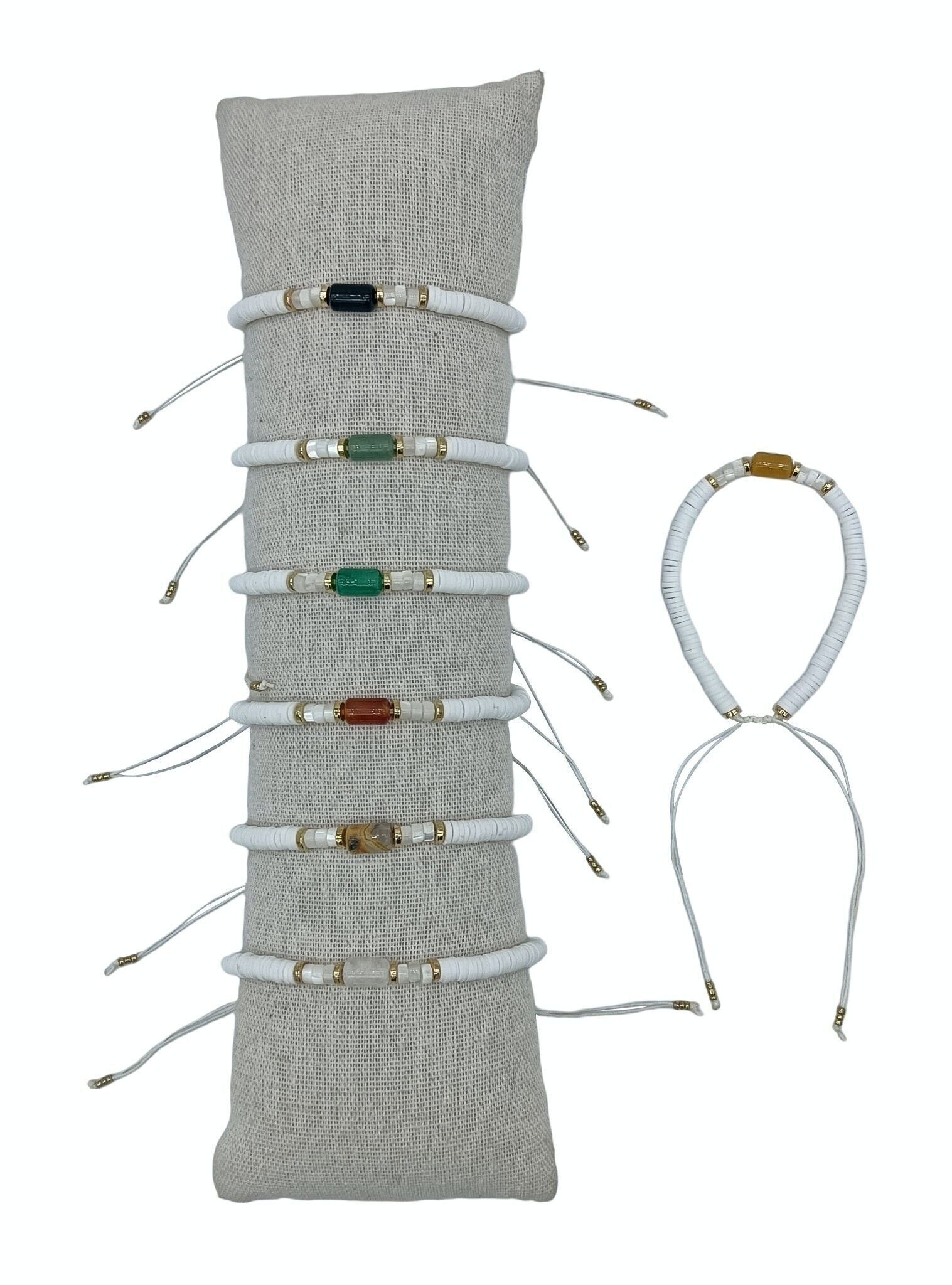 White Fimo bracelets and Japanese pearl - Set of 35