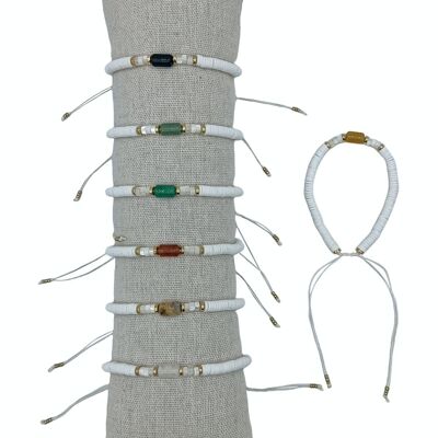 Armbänder aus weißem Fimo und japanischer Perle – 35er-Set