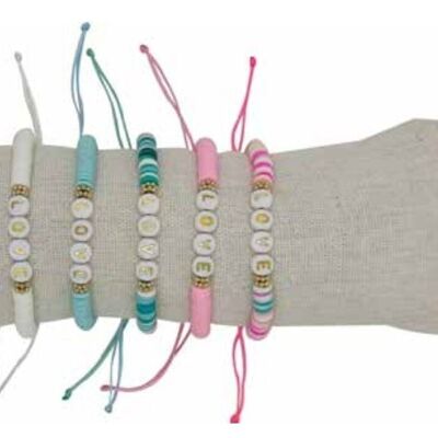 LOVE Fimo-Armbänder – 35 Stück