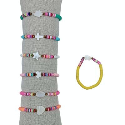 Fimo and mother-of-pearl bracelets - Pack of 35