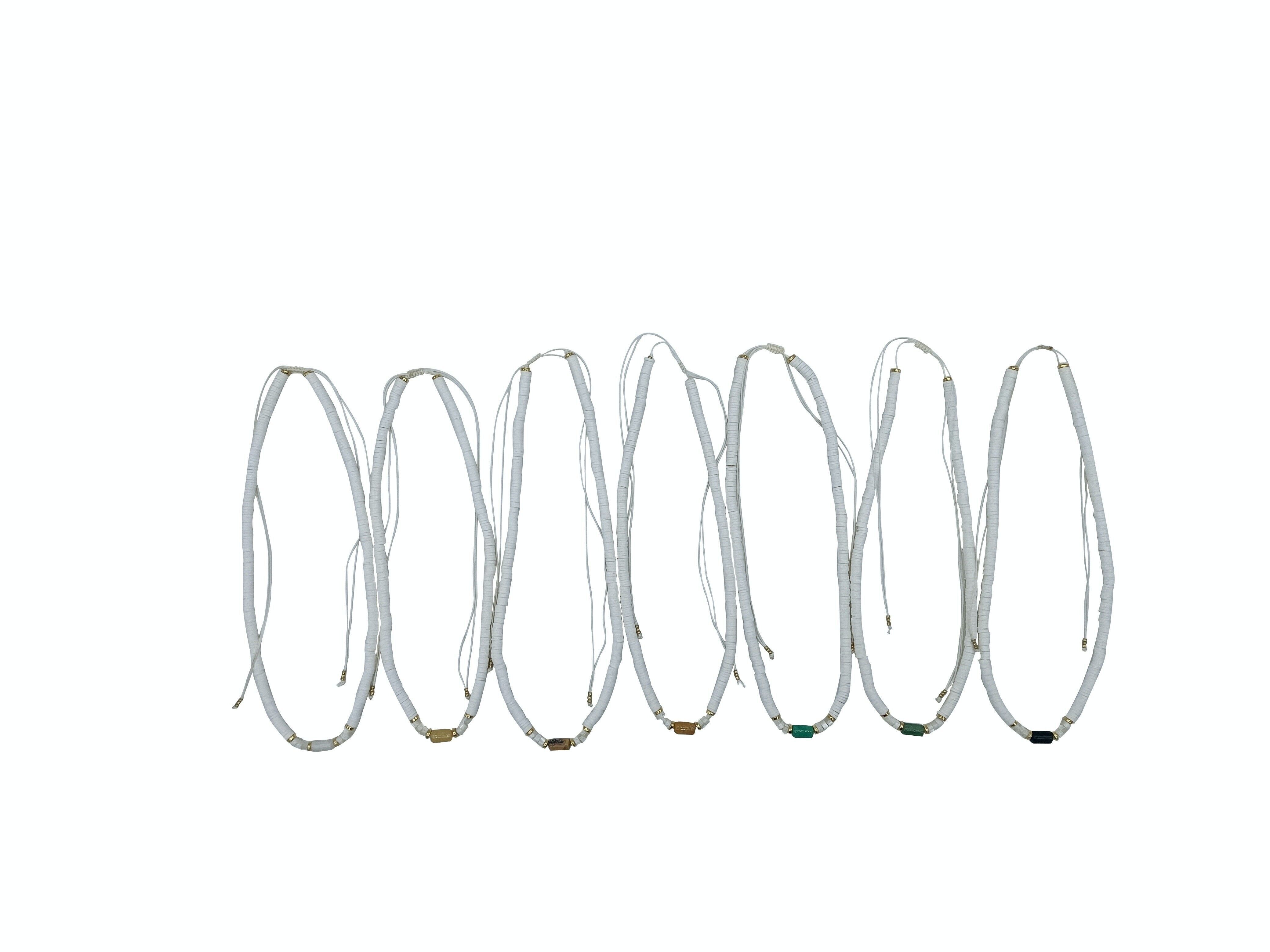 Collane in fimo bianco + perla giapponese + pallina d'oro - Set di 35