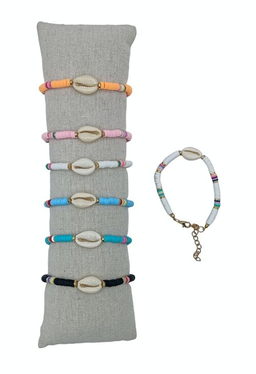 Bracelets Fimo Cauri fermoir métal - Lot de 35