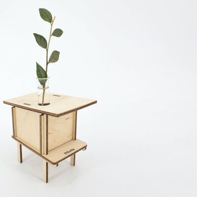 Pilotis Vase - (made in France) in Birch wood and glass test tube