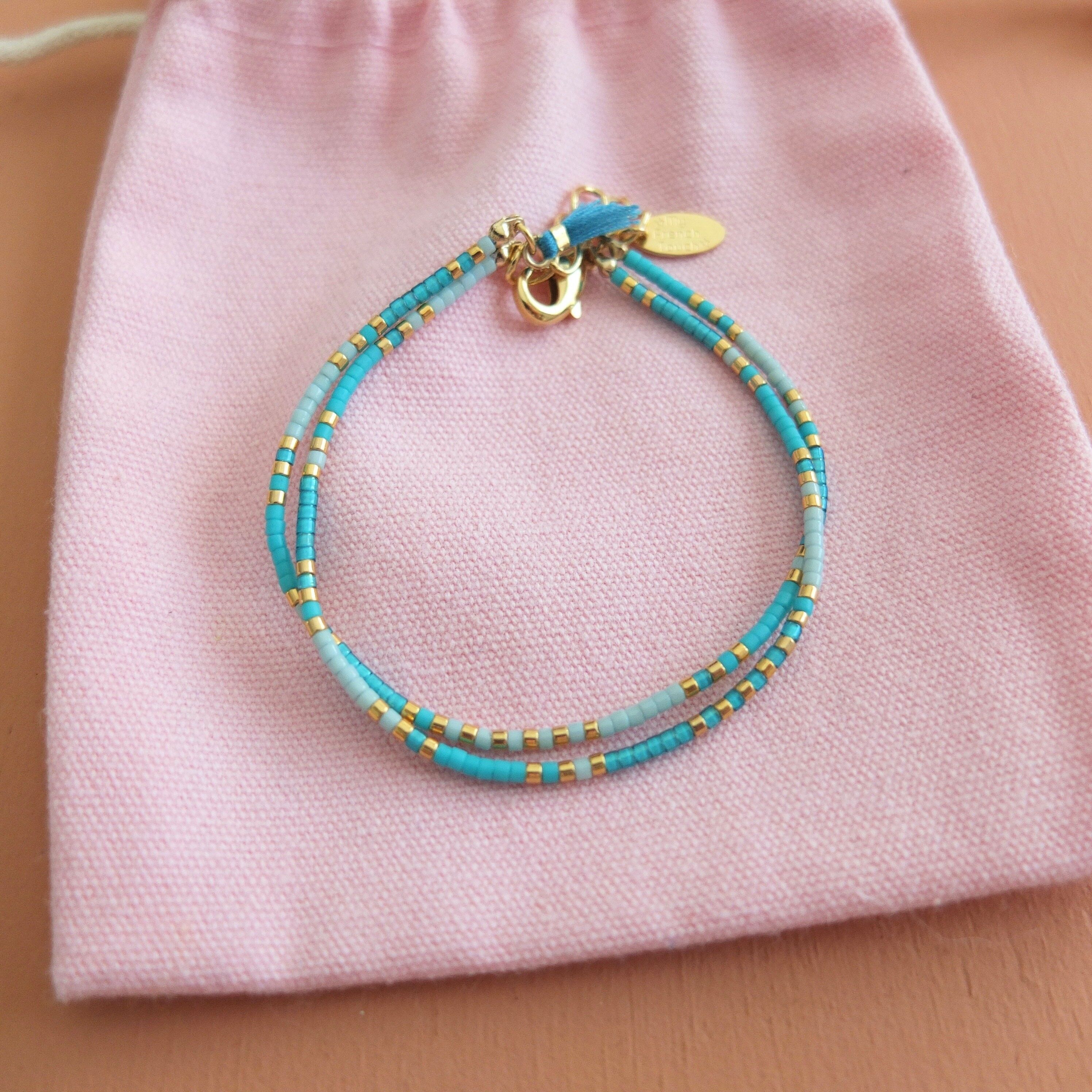 Buy wholesale Miyuki double pearl bracelet, pale turquoise, teal 