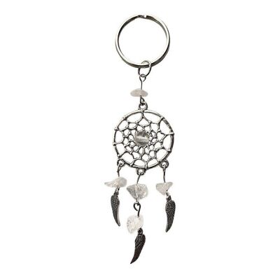 Dream Catcher Crystal Keychain, 12x5cm, Clear Quartz