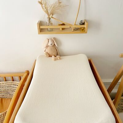 Housse de matelas à langer en gaze de coton unie