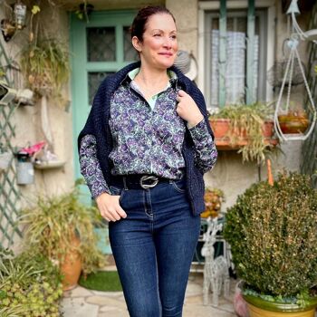 Chemise Grenouille Relaxed Fit Violet & Vert Vintage Vines 3