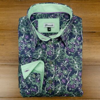 Chemise Grenouille Relaxed Fit Violet & Vert Vintage Vines 4