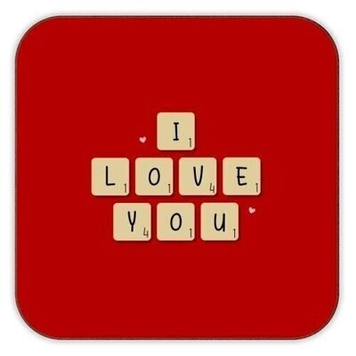 Untersetzer 'I love you Scrabble-Print'