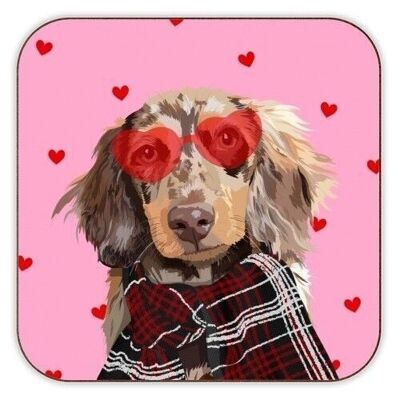 Posavasos 'Corazón de perro salchicha de San Valentín