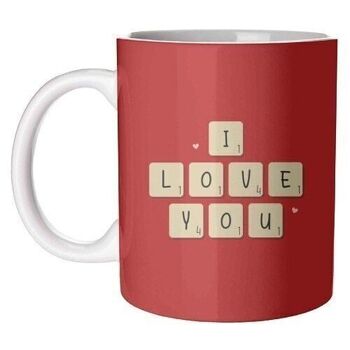 Mugs 'Je t'aime imprimé scrabble'