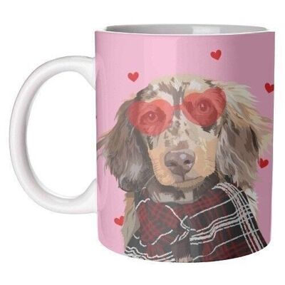 Tazas 'Valentine's salchicha perro salchicha estampado corazón