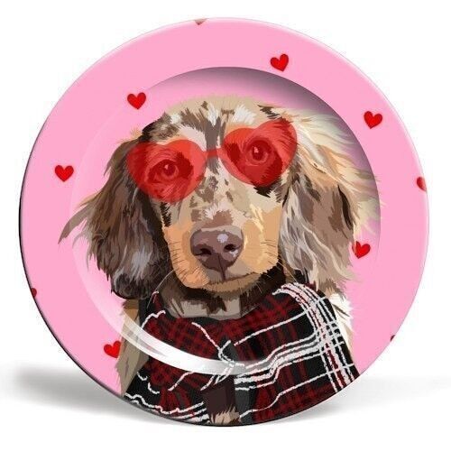 Plates 'Valentine's sausage dog heart pr