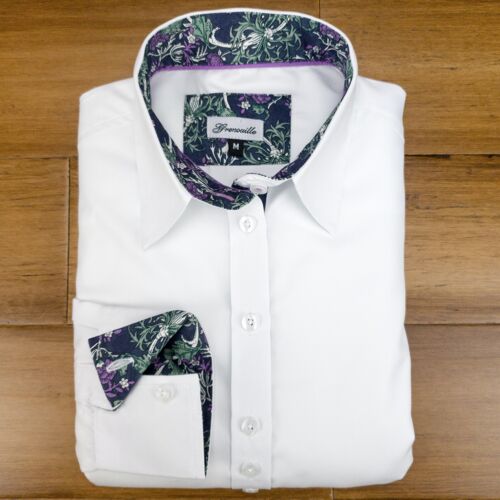 Grenouille Relaxed Fit White Shirt with Purple Green Accents