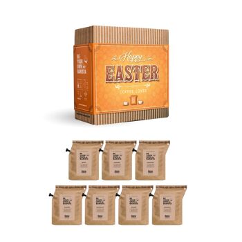 COFFRET CADEAU CAFÉ SPÉCIALISÉ JOYEUSES PÂQUES 7 PIÈCES 1