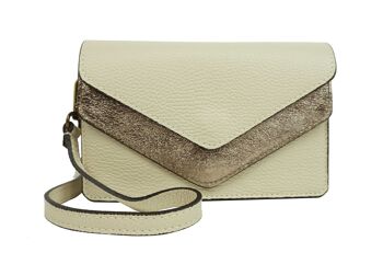 Sac bandoulière en cuir Timéo Beige 1