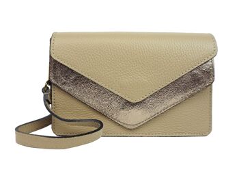 Sac bandoulière en cuir Timéo Taupe 1