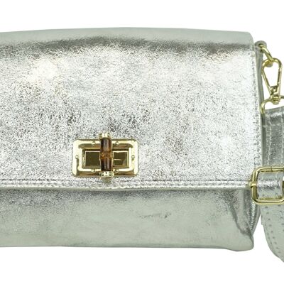 Isadora Silver Leather Shoulder Bag