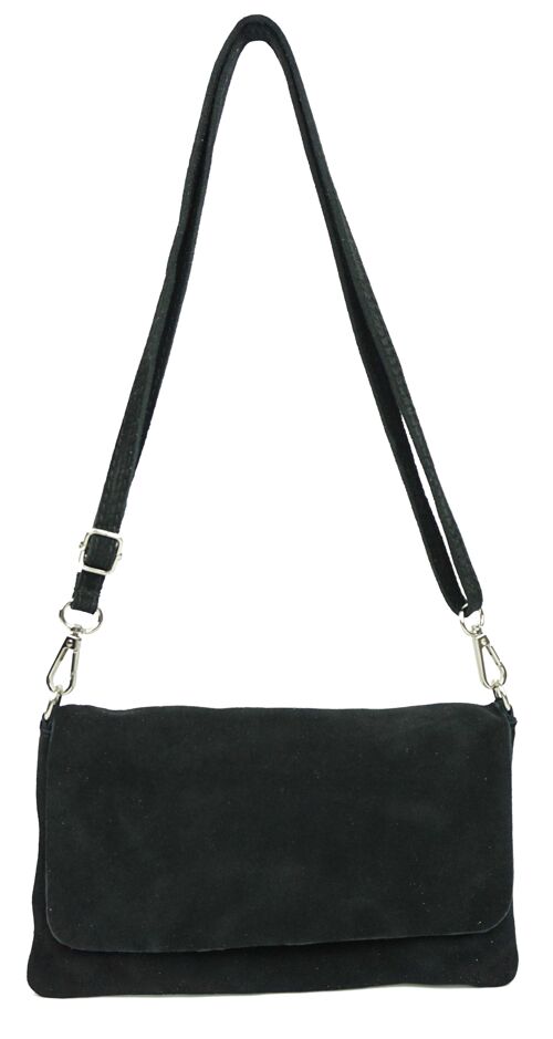 Sac bandoulière en croûte de cuir Marjolaine Noir