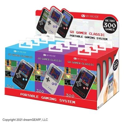 12 handheld arcade consoles with 300 retro-gaming games - Go Gamer - 3 colors