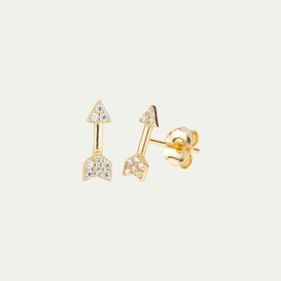 Arrow White Gold Earrings - Mint Flower -