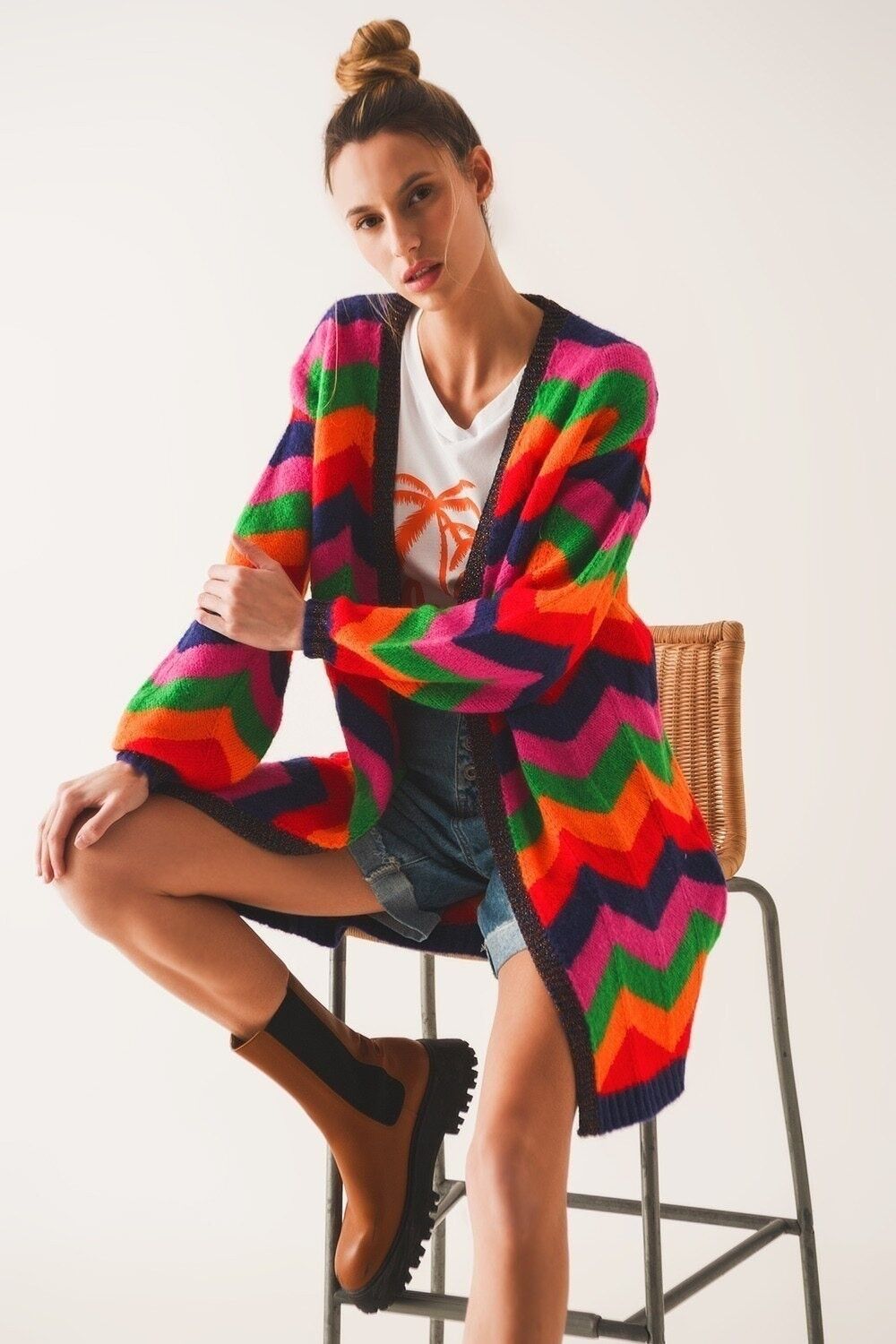 Maxi cardi in maglia blu navy