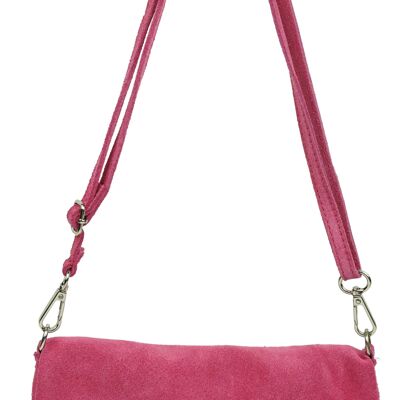 Sac bandoulière en croûte de cuir Marjolaine Fuchsia