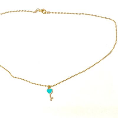 Short ball chain with key turquoise /kids collection