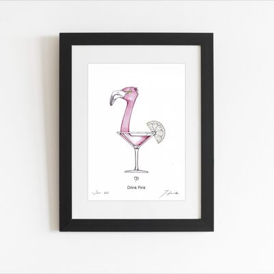 Art print - A5, signed - "Drink Pink"