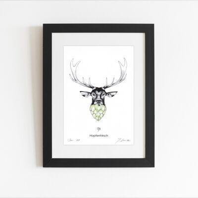 Impresión de arte - A5, firmada - "Hop deer"