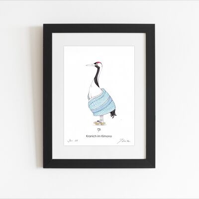 Art print - A5, signed - "Crane in Kimono