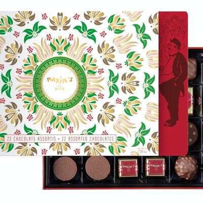 Assortment box of 22 chocolates with Printemps case