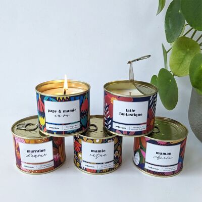 Pack of 60 special family candles: aunt, godmother, grandma, mum... + 3 free tester candles