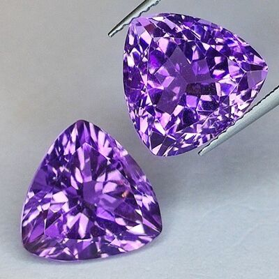 Trilliant cut amethysts 10.93 ct